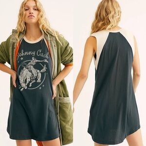 Free People Black and White Graphic Mini Dress